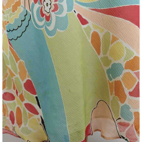 Lafayette 148 Crinkle Silk Dress Size 2 Colorful Mod Spring Summer Beachy - Picture 12 of 15